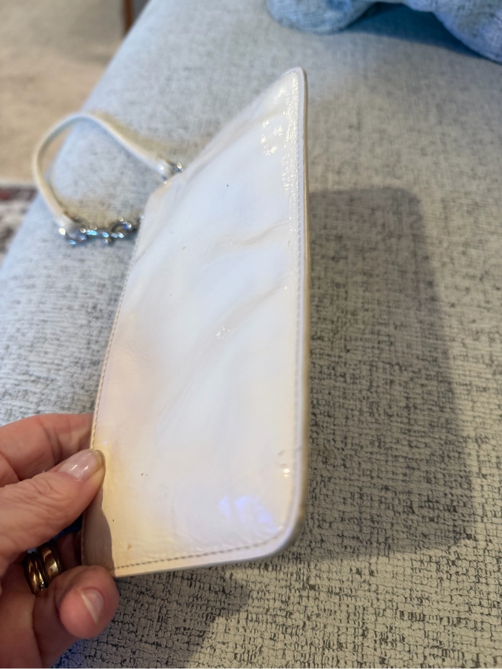 Coach Vintage Rare Cream Patent Leather Wristlet/Mini Purse 8.5x4.5 - Picture 9 of 11